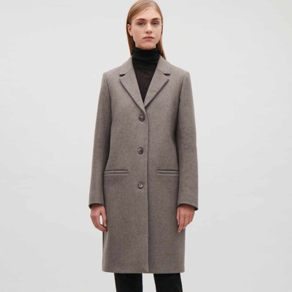 COS Women’s Taupe Wool Tailored Coat